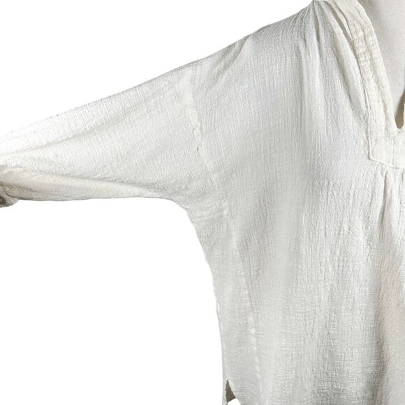 Natalie Martin Ivory Crinkle Split Neck Peasant Top Lagenlook Tunic Boho Size M - Picture 11 of 12